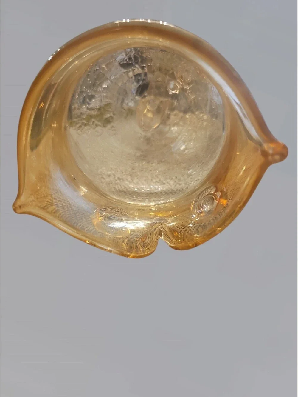 Set of 2 Amber Iridescent Crackle Glass Owl Votive Tealight Holders Pier